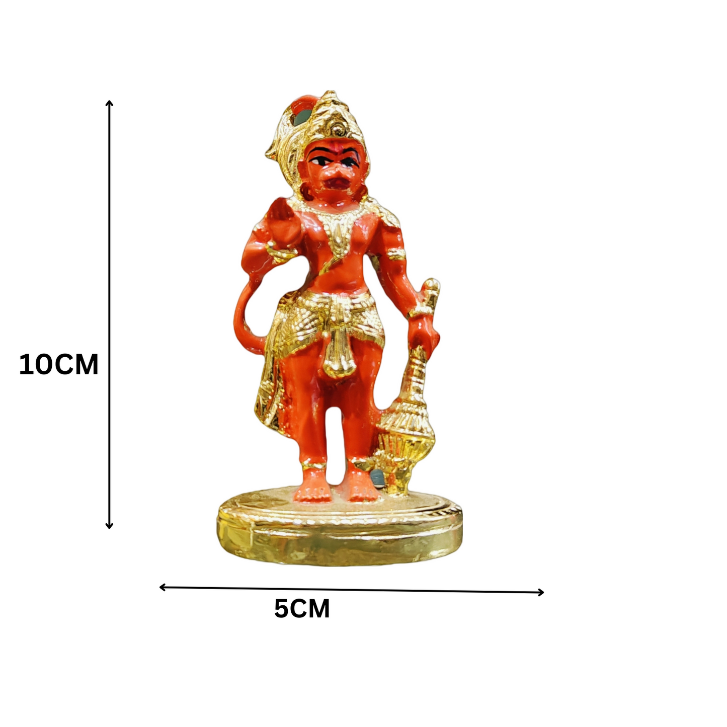 MurtiGhar 24 Carat Gold Coated Standing Ashirwad Hanuman idol  Decorative Showpiece  (Resin, Red, Gold)