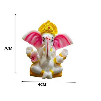 White Ganpati bappa Idol For Car and Table 01 (Black)