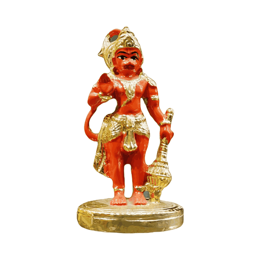 MurtiGhar 24 Carat Gold Coated Standing Ashirwad Hanuman idol  Decorative Showpiece  (Resin, Red, Gold)