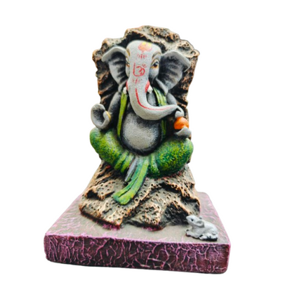 CORP Grey and Red Ganpati Idol For Car and Table