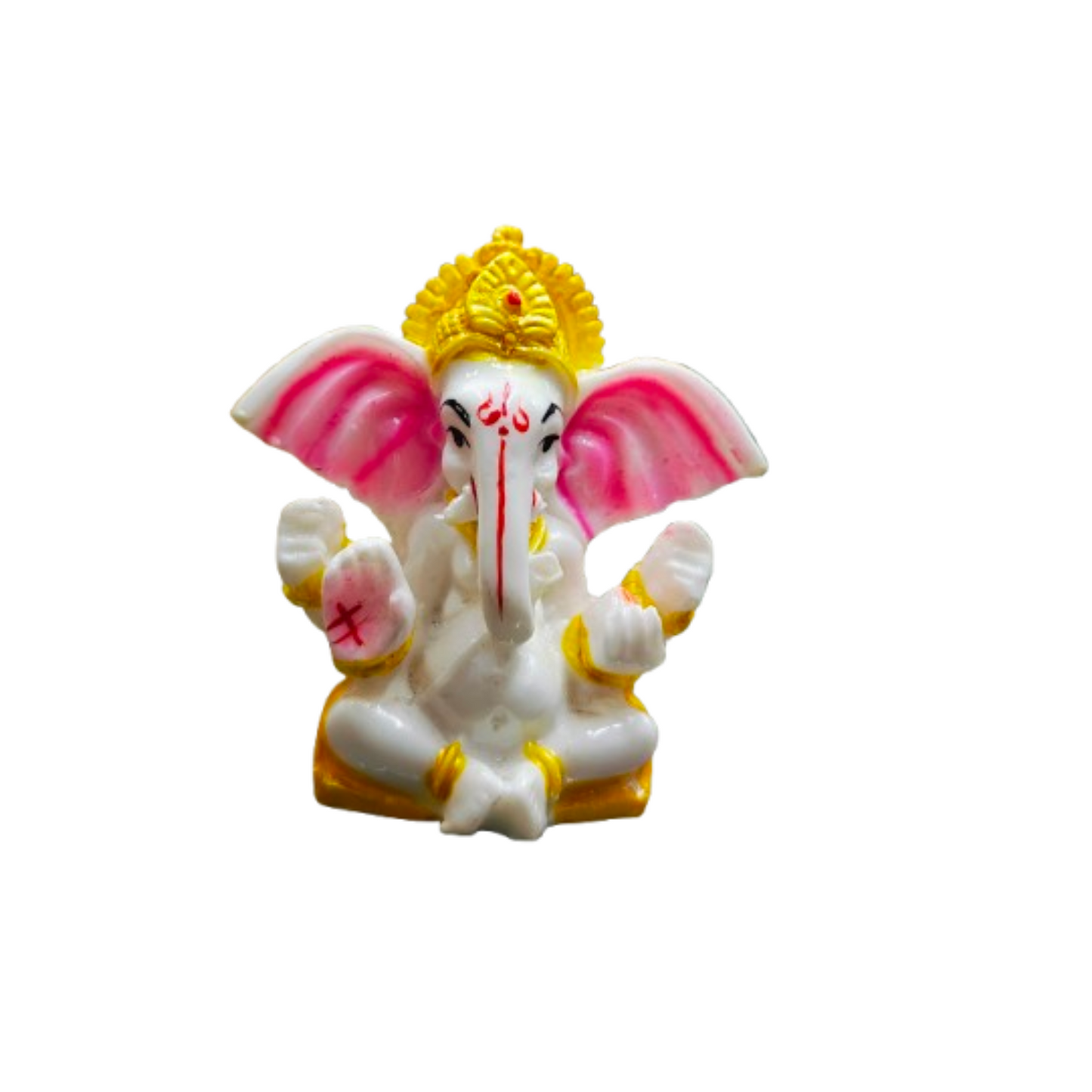 White Ganpati bappa Idol For Car and Table 01 (Black)