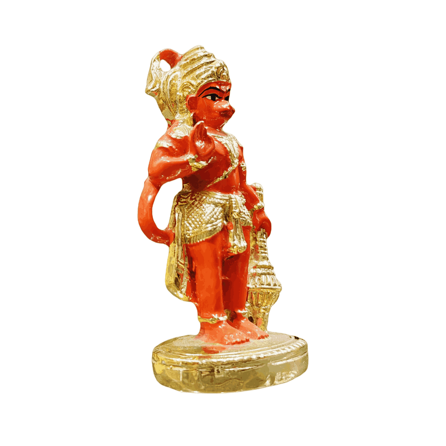 MurtiGhar 24 Carat Gold Coated Standing Ashirwad Hanuman idol  Decorative Showpiece  (Resin, Red, Gold)