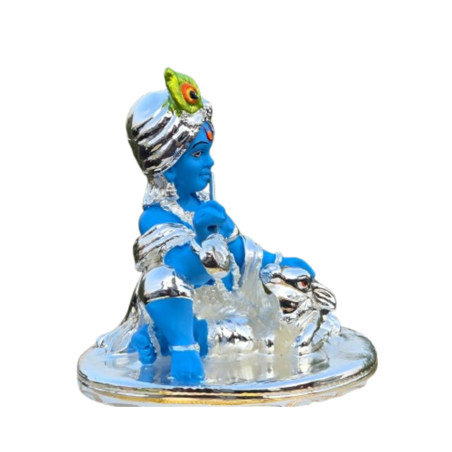 Bal Shrishna Idol in Silver and Blue for Car Dashboard