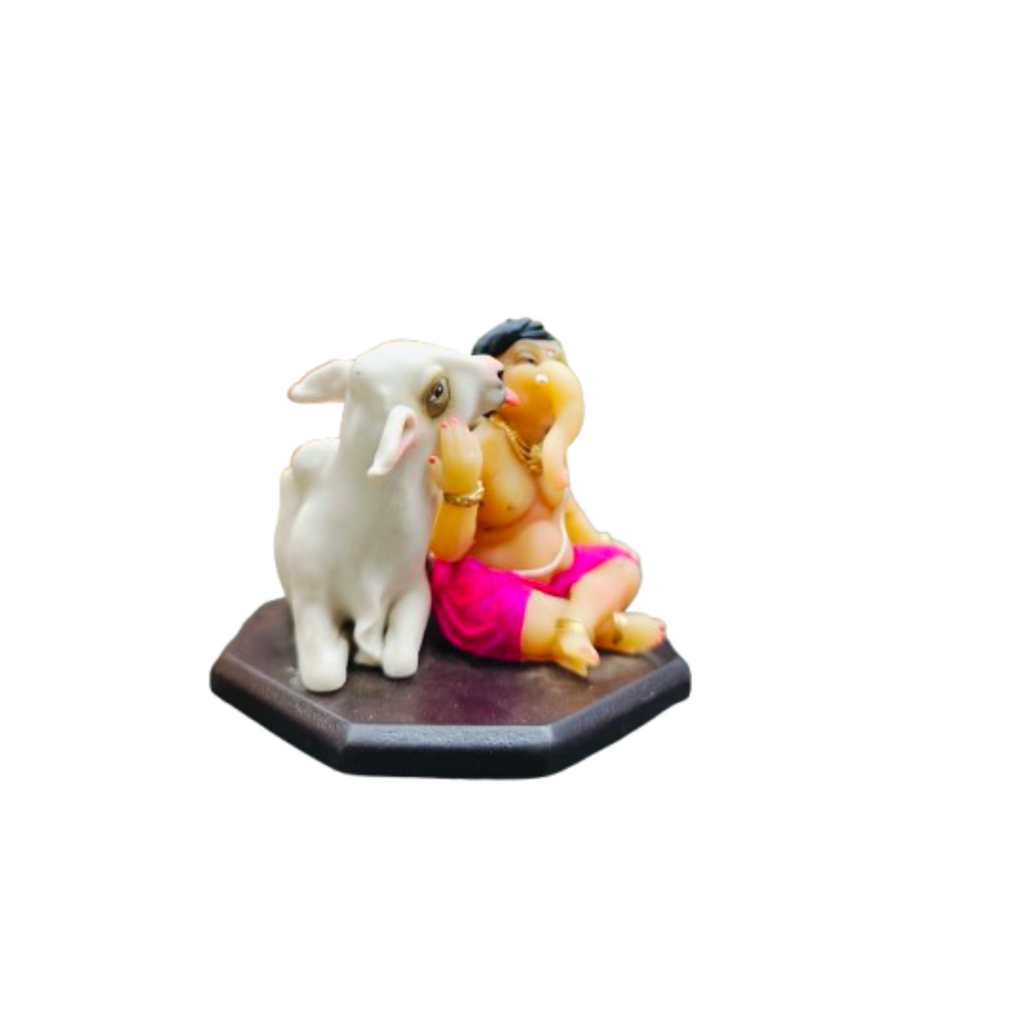 Ganesha with Cow for Car Dashboard Decorative Showpiece