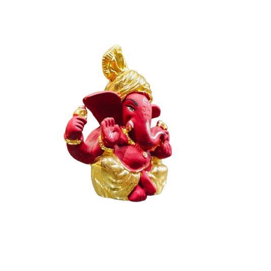 Red Ganesh Idol for Car Dashboard Small Ganesha Murti Ganpati Idol for Home Decor