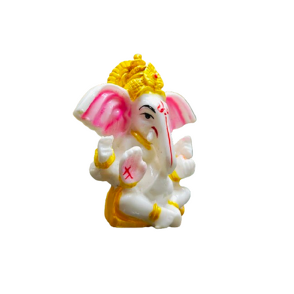 White Ganpati bappa Idol For Car and Table 01 (Black)