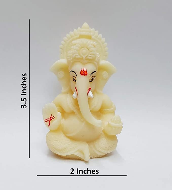 Best Ganesha Idol in Cream White For Car Dashboard