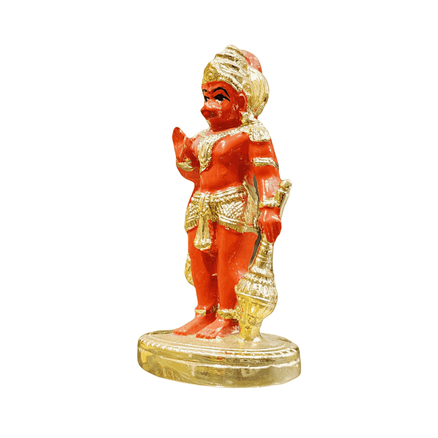 MurtiGhar 24 Carat Gold Coated Standing Ashirwad Hanuman idol  Decorative Showpiece  (Resin, Red, Gold)