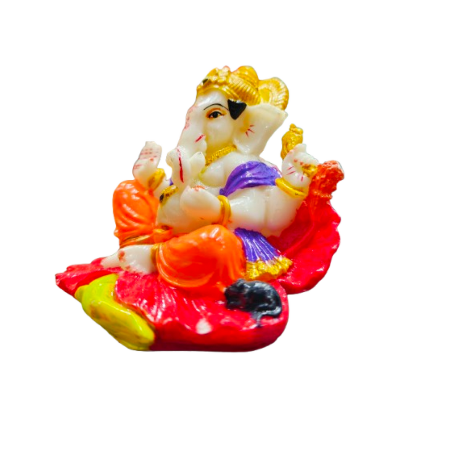 Lucky Vastu Green Pan Patta Lord Ganesha Idol for Gift/Home/Car Dashboard, Ganesh Ji Sitting on Leaf