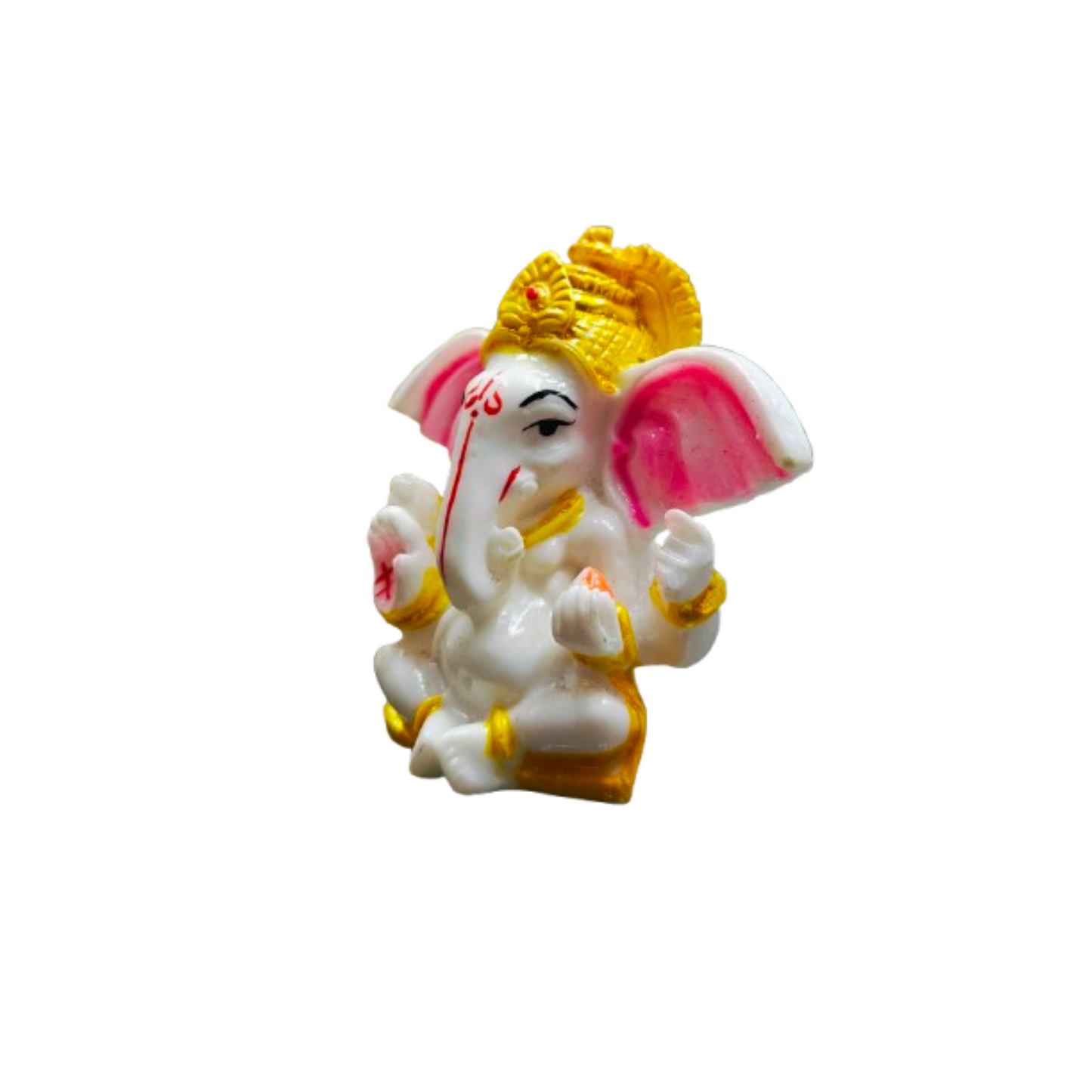 White Ganpati bappa Idol For Car and Table 01 (Black)