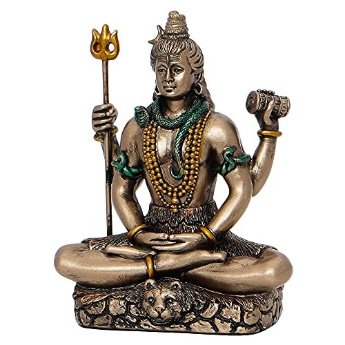 Brown Resin Meditating Lord Shiva Idol