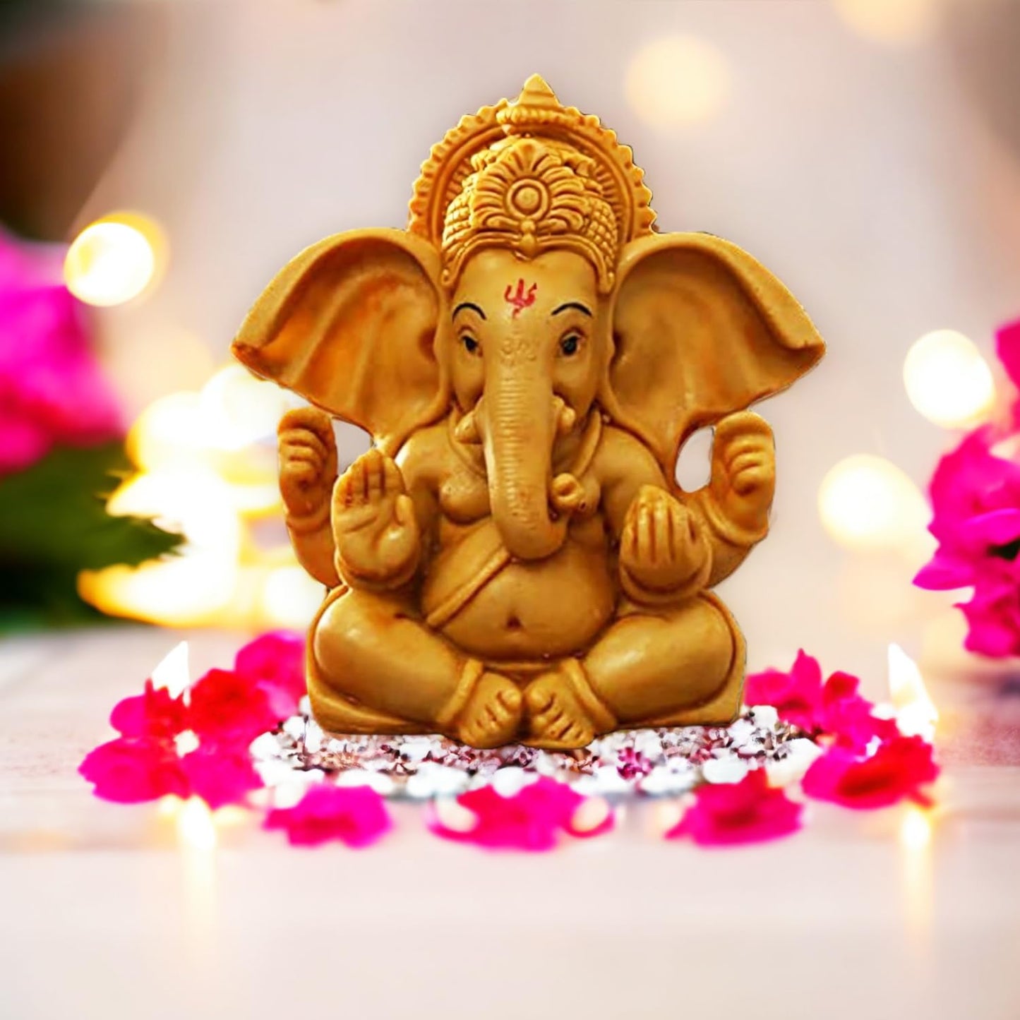 Ganesh Idol in Brown For Car Dashboard