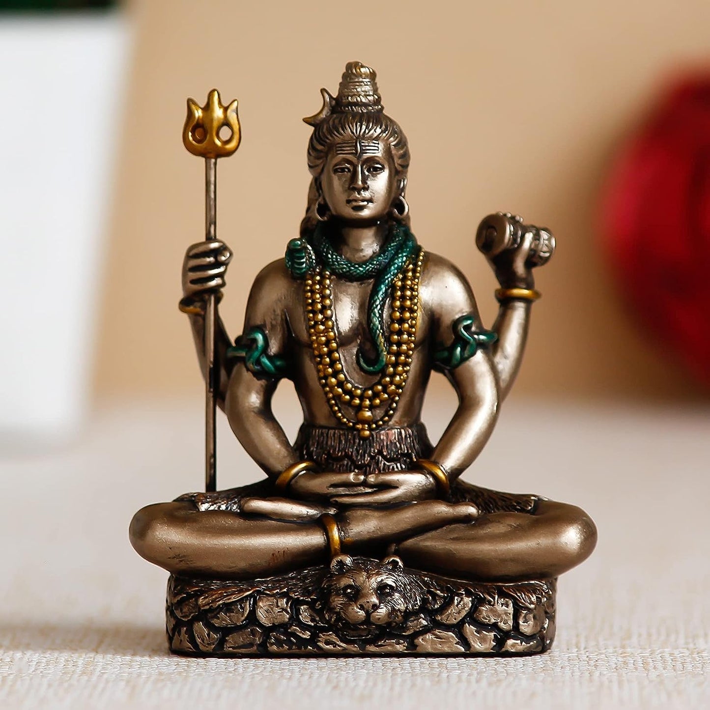 Brown Resin Meditating Lord Shiva Idol