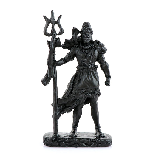 Standing Mahadev Murti With Trishul Black