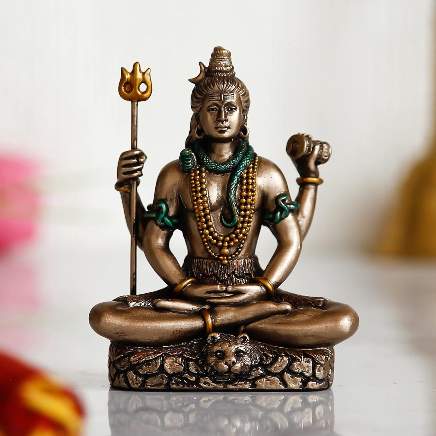 Brown Resin Meditating Lord Shiva Idol