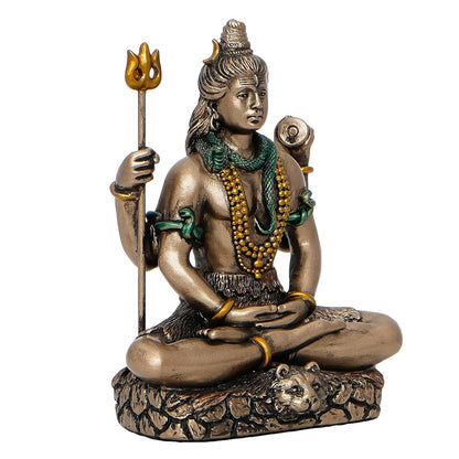 Brown Resin Meditating Lord Shiva Idol