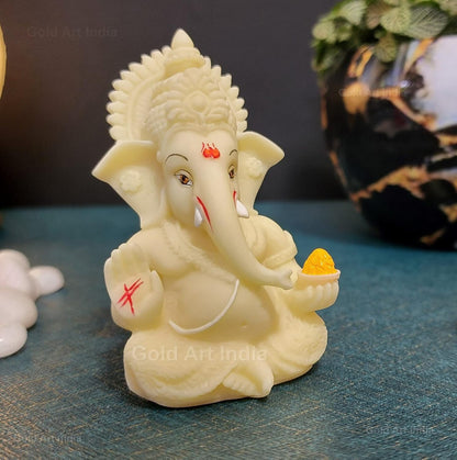 Best Ganesha Idol in Cream White For Car Dashboard