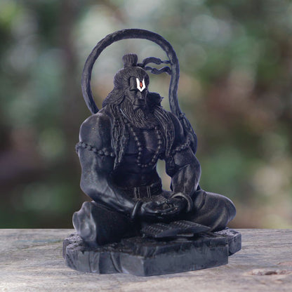 Meditating Hanuman Murti in Black For Car Dashboard