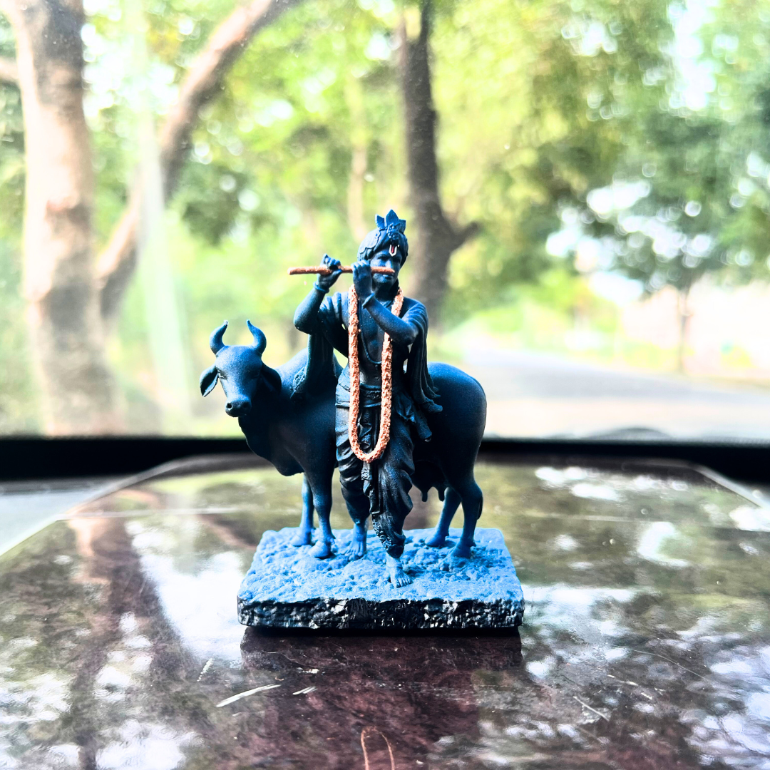 Shri Krishna Idol With Cow For Car Dasboard